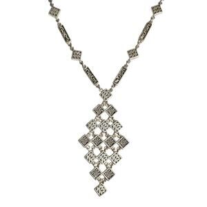 Lois Hill Sterling Silver Granulation and Scroll Dangle Necklace